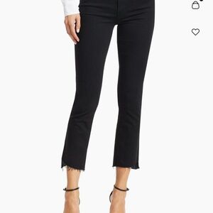 MOTHER Black Cropped Jeans with Frayed Hem